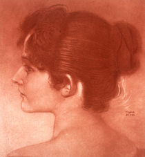 Franz von Stuck, study of a female head / drawing by klassik art