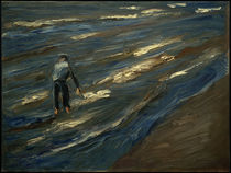 M. Liebermann, Muschelfischer am Strand - Blaue See von klassik art