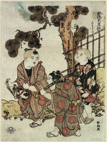 Hokusai / Kinder im Garten spielend by klassik art