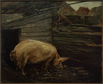 M. Liebermann, Schweinekoben mit Bauernjungen by klassik art