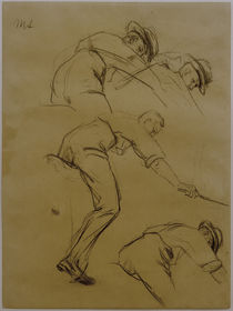 M. Liebermann, Polospieler, drei Reiter nach rechts von der Seite - Studie by klassik art