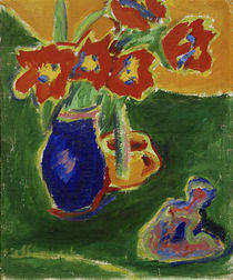 E.L.Kirchner, Rote Tulpen in blauer Vase von klassik art