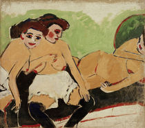 E.L.Kirchner, Drei Akte auf schwarz. Sofa von klassik art