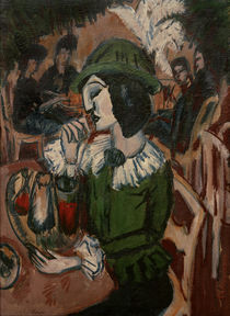 E.L.Kirchner, Green lady in garden cafe by klassik art