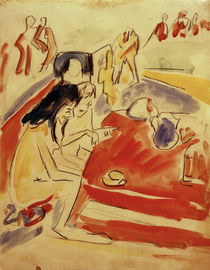Ernst Ludwig Kirchner, Two girls seated at a table by klassik art