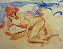 E.L.Kirchner, Akt mit rotem Hut von klassik art