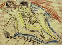 Ernst Ludwig Kirchner, Two naked girls on the bed by klassik art