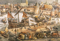 In the port of a Hanseatic town / Print by klassik art