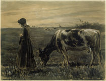 Max Liebermann, Mädchen mit Kuh von klassik art