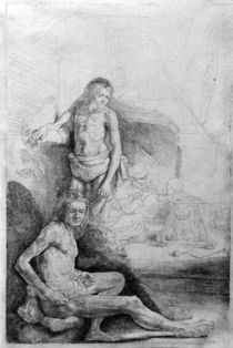 Rembrandt, Two Male Nudes / Etch./c. 1646 by klassik art