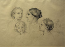 Familie des Künstlers / Zeichnung von Moritz v.Schwind mit Selbstbildnis von klassik art