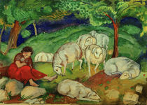 F.Marc, Shepherdess with sheep / painting 1908/09 by klassik art