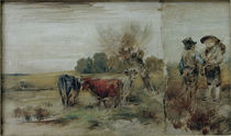 W.Busch, Kühe auf d. Weide, zwei Bauern.. by klassik art