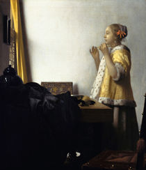 Woman with a Pearl Necklace / J. Vermeer / Painting, c.1664 by klassik art