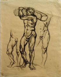 F.Marc, Carrying wood / Drawing 1911 by klassik art