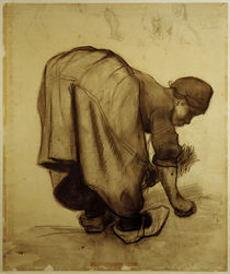 Van Gogh, Peasant Woman Gleaning / Draw. by klassik art