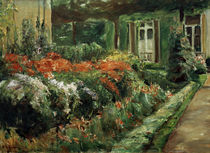 M.Liebermann, Blumenstauden am Gartenhaus von klassik art