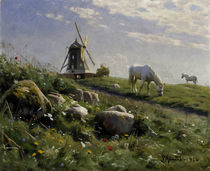 Peder Mørk Mønsted, Horses Grazing on a Summer Meadow by klassik art