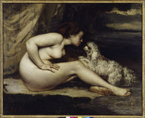 G.Courbet, Frauenakt mit Hund von klassik art