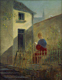 Spitzweg / Woman in Garden / Painting by klassik art