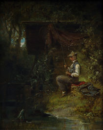 Man Fishing / C. Spitzweg / Painting c.1840 by klassik art