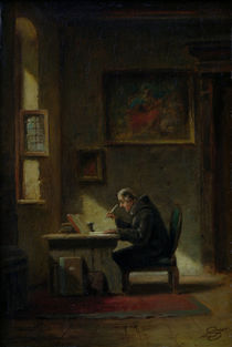 Monk at His Desk / C. Spitzweg / Painting c.1853 by klassik art