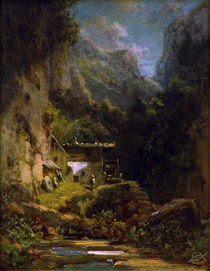 Spitzweg / Mill in Wooded Gorge /  c. 1870 by klassik-art