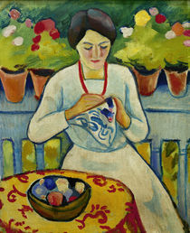 August Macke, Frau auf Balkon von klassik art