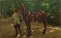 M.Liebermann,  "Groom with Horse" / painting by klassik art