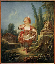 F.Boucher, Girl with Bird Cage / Paint. by klassik art