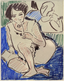 E.L.Kirchner, Hockende Dodo mit Buch von klassik art