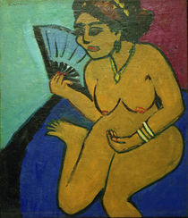 E.L.Kirchner / Sitting Nude holding a Fan by klassik art