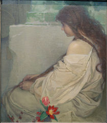 A.Mucha, Girl with Tulips by klassik art