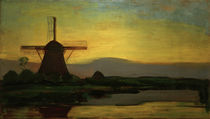 Piet Mondrian, Oostzijder Mühle am Abend von klassik art