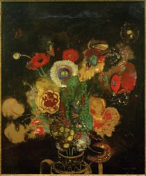 O. Redon, Blumenstrauß vor schwarzem Hintergrund by klassik art