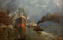 Shipbuilding, the shipyard of Szcecin / painting by klassik art