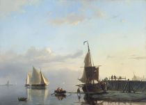 J.H.B.Koekkoek, Segelschiffe im Abendlicht von klassik art