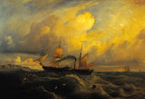 Spanish Paddle Steamer Isabel II / A. Brugada / Painting, 1842 by klassik art