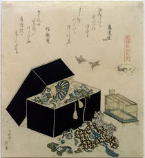 Hokusai, Spatzenmuschel / Farbholzschnitt 1821 by klassik art