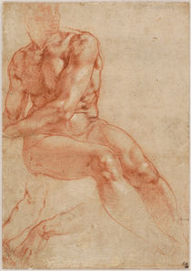 Michelangelo Buonarotti, Sitzender Jünglingsakt by klassik art