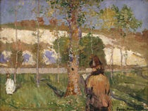 Marie Sisley am Ufer des Loing, Moret / Gemälde v. J.P.Russel by klassik art