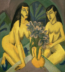 E.L.Kirchner, Zwei gelbe Akte mit Blumenstrauß von klassik art