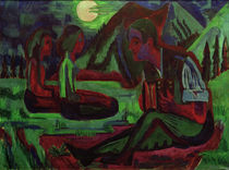 E.L.Kirchner, Mondnacht; Handorgler in Mondnacht von klassik art