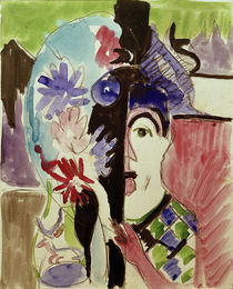 E.L.Kirchner, Frau mit Blumen von klassik art