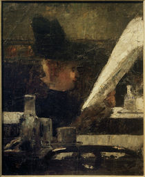 L.Ury, Zeitungsleserin im Café (Dame im Café) von klassik art