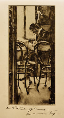 L.Ury, Café Gelber in Hamburg (Zeitungslesender Mann im Café) by klassik art