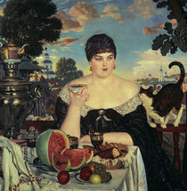 Kustodijew / Kaufmannsfrau beim Tee/ 1918 von klassik art