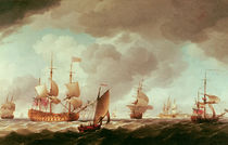 An English Vice-Admiral of the Red and his Squadron at Sea von Charles Brooking