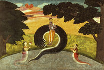 The submission of Kaliya, Basohli by Pahari School