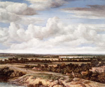 An Extensive Landscape with a Road by a River by Phillips de Koninck